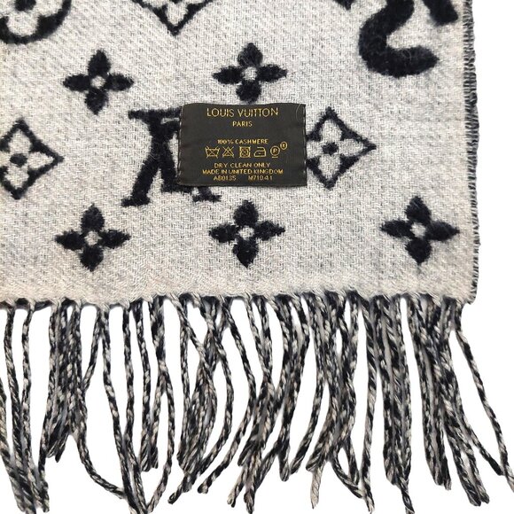 Louis Vuitton LV Supreme Black & White Monogram Cashmere Scarf - Picture 14 of 15